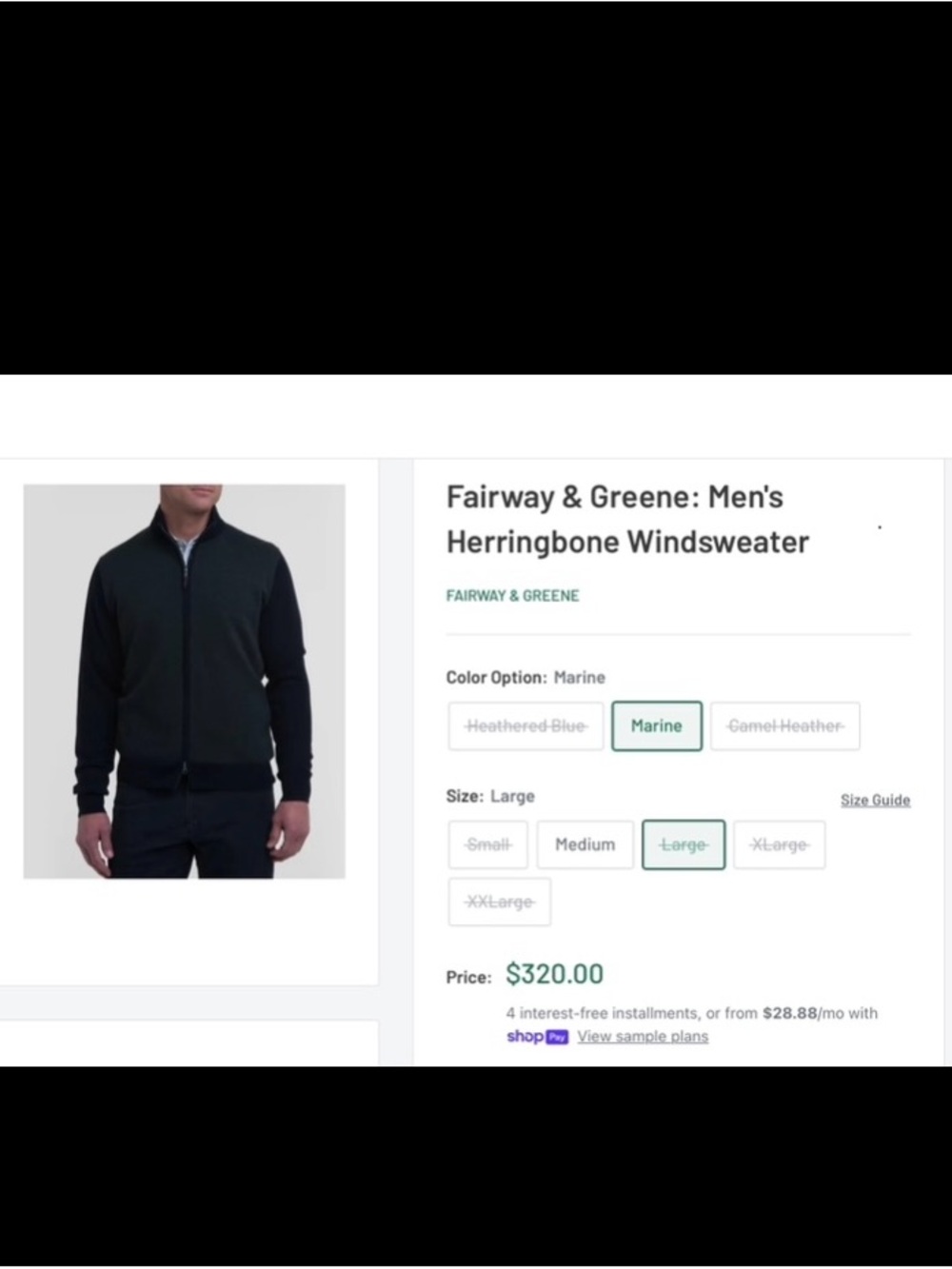 Fairway & Greene Marine Full-Zip Baruffa merino Herringbone Sweater - Men's